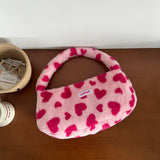 Winter Strawberry Bear Plush Shoulder Bag for Women