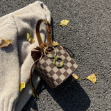 Chessboard Lattice Bucket Bag One Shoulder Messenger Bag