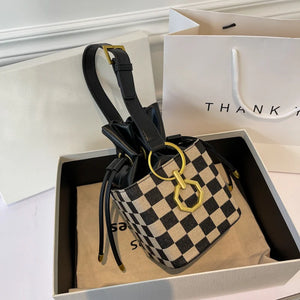 Chessboard Lattice Bucket Bag One Shoulder Messenger Bag