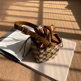 Chessboard Lattice Bucket Bag One Shoulder Messenger Bag