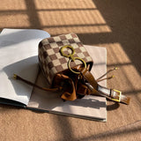 Chessboard Lattice Bucket Bag One Shoulder Messenger Bag