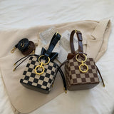 Chessboard Lattice Bucket Bag One Shoulder Messenger Bag