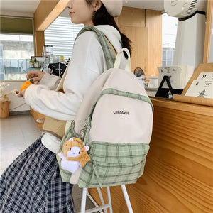 Preppy Style Plaid Backpack Women Mochila Feminina Sac A Dos Femme