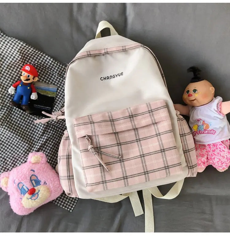 Preppy Style Plaid Backpack Women Mochila Feminina Sac A Dos Femme