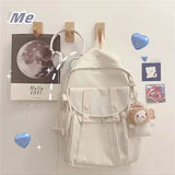 Preppy Style Large Capacity Nylon Backpack