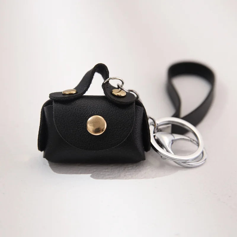 PU Hand Rope Mini Wallet Key Chain Candy Small Pouch Key Holder for Women Men