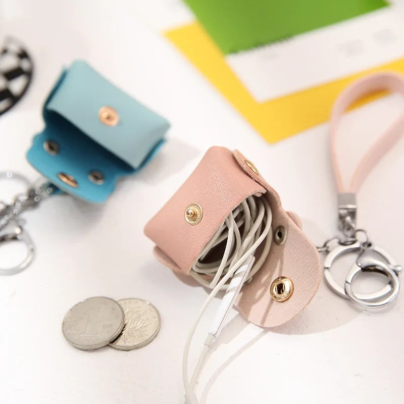 PU Hand Rope Mini Wallet Key Chain Candy Small Pouch Key Holder for Women Men