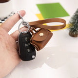 PU Hand Rope Mini Wallet Key Chain Candy Small Pouch Key Holder for Women Men