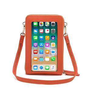 RFID Function Cell Phone PU Large Capacity Shoulder Bag For Women
