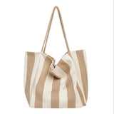 Retro Literary Striped Canvas Shoulder Bag