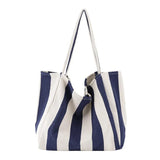 Retro Literary Striped Canvas Shoulder Bag