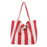 Retro Literary Striped Canvas Shoulder Bag