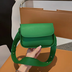 Women Casual Underarm Bag Shoulder PU Leather Solid Messenger Bag Green