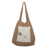 Corduroy Shoulder Bag Women Handbags Cotton Shopping Tote Large Student Book Bag