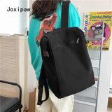 Canvas Large Capacity Backpack for Women Men Solid School Bag