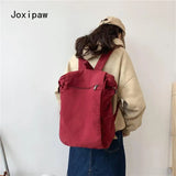 Canvas Large Capacity Backpack for Women Men Solid School Bag