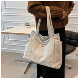 Canvas Shoulder Bag for Women Large Capacity Tote Bag Harajuku Female Solid Casu