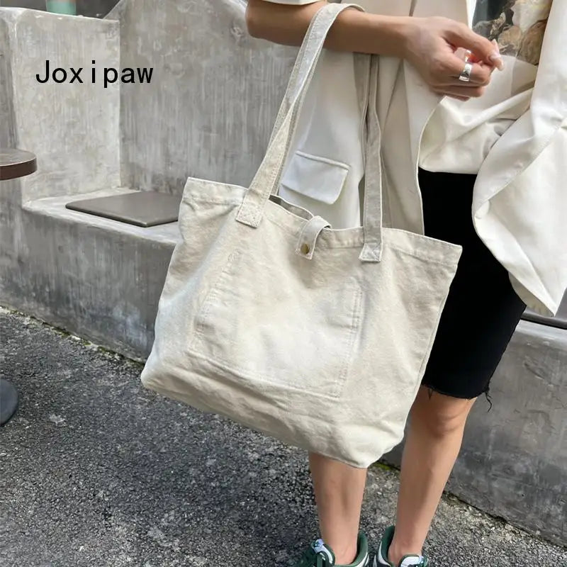 Vintage Canvas Shoulder Bag Large Tote Casual Female Bag