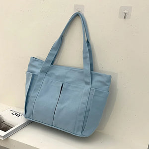 Large Capacity Canvas Shoulder Bag for Women Vintage Casual Tote Bag