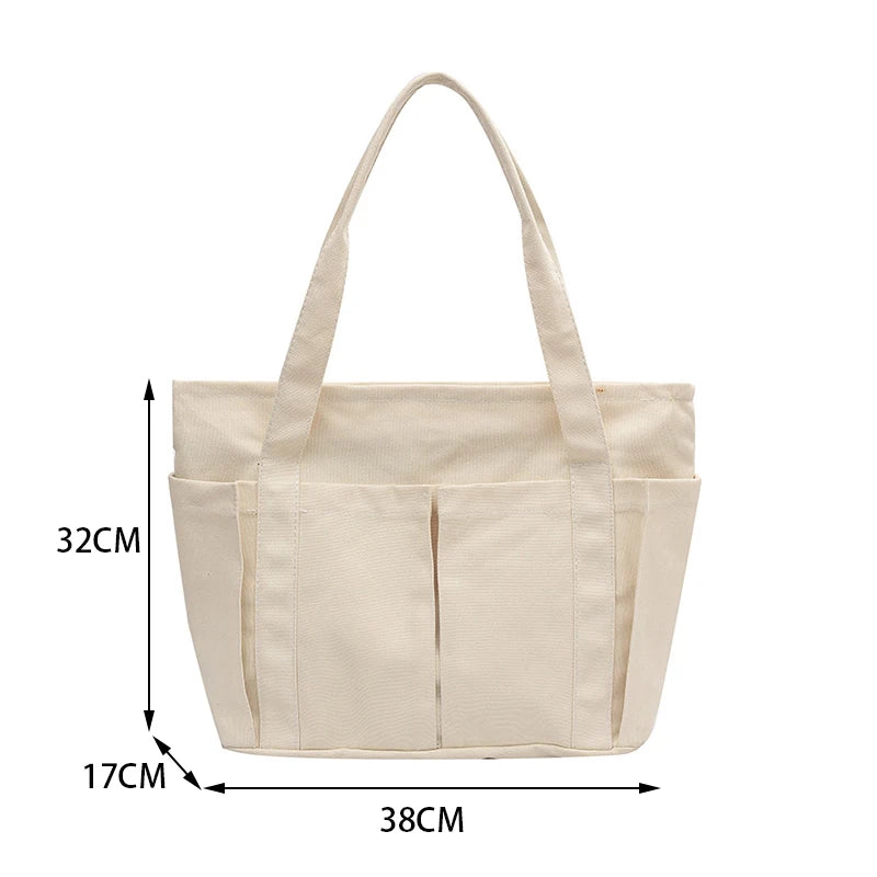 Large Capacity Canvas Shoulder Bag for Women Vintage Casual Tote Bag