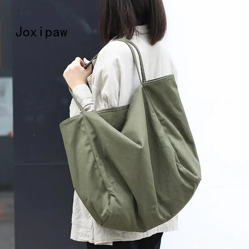 Large Capacity Canvas Tote Bag Women Travel Handbag Vintage Shoulder Bag