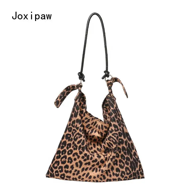 Leopard Print Crossbody Bag Vintage Canvas Tote