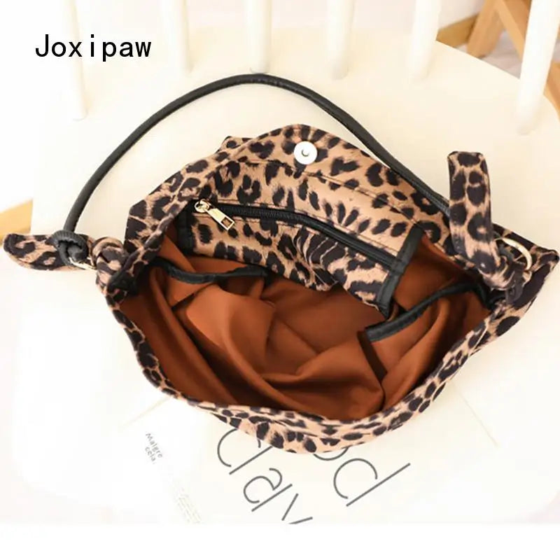 Leopard Print Crossbody Bag Vintage Canvas Tote