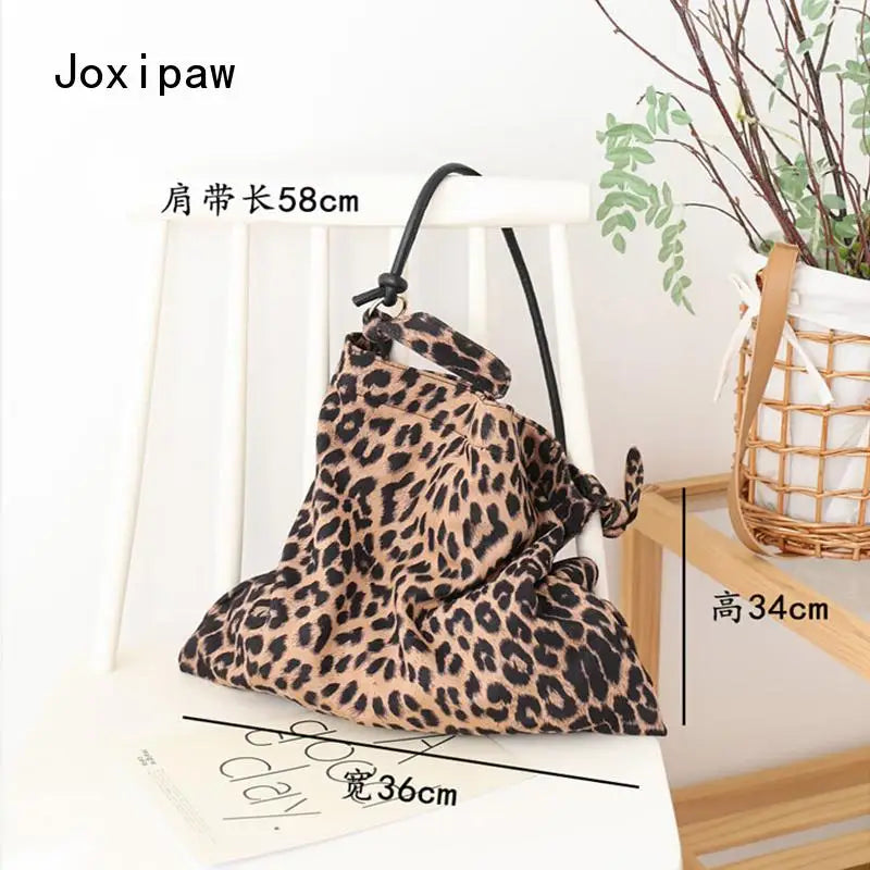 Leopard Print Crossbody Bag Vintage Canvas Tote