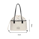 Canvas Tote Bag Drawstring Letters Travel Shoulder Shopping Purse Handbags