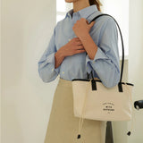 Canvas Tote Bag Drawstring Letters Travel Shoulder Shopping Purse Handbags