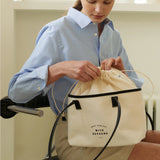 Canvas Tote Bag Drawstring Letters Travel Shoulder Shopping Purse Handbags