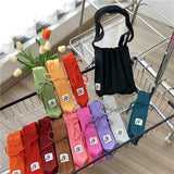 Rainbow Knitted Shoulder Bag Foldable Summer Tote