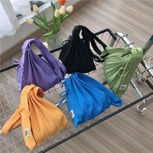 Rainbow Knitted Shoulder Bag Foldable Summer Tote
