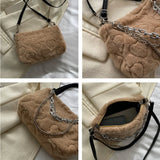Fluffy Fur Crossbody Bag Winter Chain Tote for Women