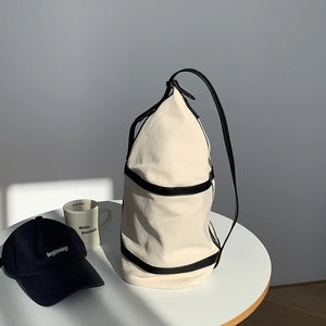 Canvas Shoulder Bag Solid High-capacity Bucket Bags