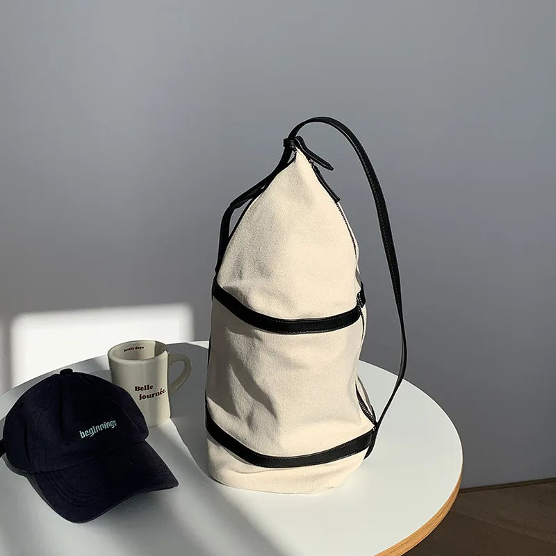 Canvas Shoulder Bag Solid High-capacity Bucket Bags