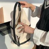 Canvas Shoulder Bag Solid High-capacity Bucket Bags