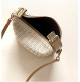 Straw Handbag Women Shoulder Bags Woven Beach Tote Casual Beige