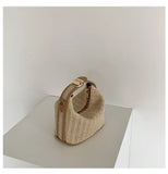Straw Handbag Women Shoulder Bags Woven Beach Tote Casual Beige