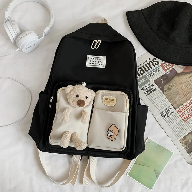 Student Nylon School Bag Female Multifunctional Backpack Outdoor Travel