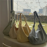College Style Canvas Shoulder Bag Large Capacity Shopping Shoulder Bag