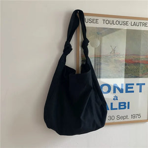 College Style Canvas Shoulder Bag Large Capacity Shopping Shoulder Bag