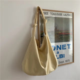 College Style Canvas Shoulder Bag Large Capacity Shopping Shoulder Bag