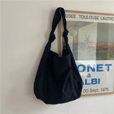 College Style Canvas Shoulder Bag Large Capacity Shopping Shoulder Bag