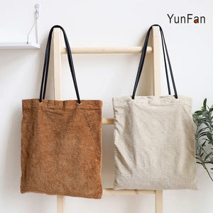 Corduroy Fashionable Female Shopping Bag Large Capacity Canvas Ladies Shoulder L