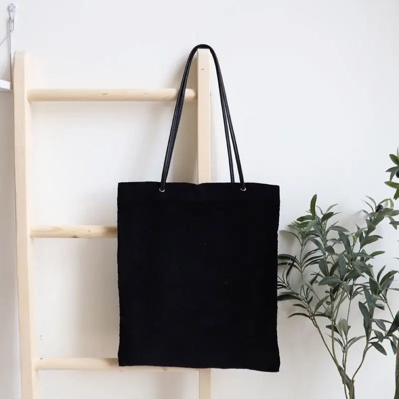 Corduroy Fashionable Female Shopping Bag Large Capacity Canvas Ladies Shoulder L