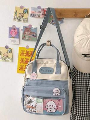 Women's Waterproof Nylon Small Shoulder Bag - Schoolbags Flower Travel Rucksack