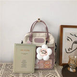 Women's Waterproof Nylon Small Shoulder Bag - Schoolbags Flower Travel Rucksack