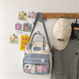 Women's Waterproof Nylon Small Shoulder Bag - Schoolbags Flower Travel Rucksack