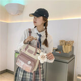 Women's Waterproof Nylon Small Shoulder Bag - Schoolbags Flower Travel Rucksack